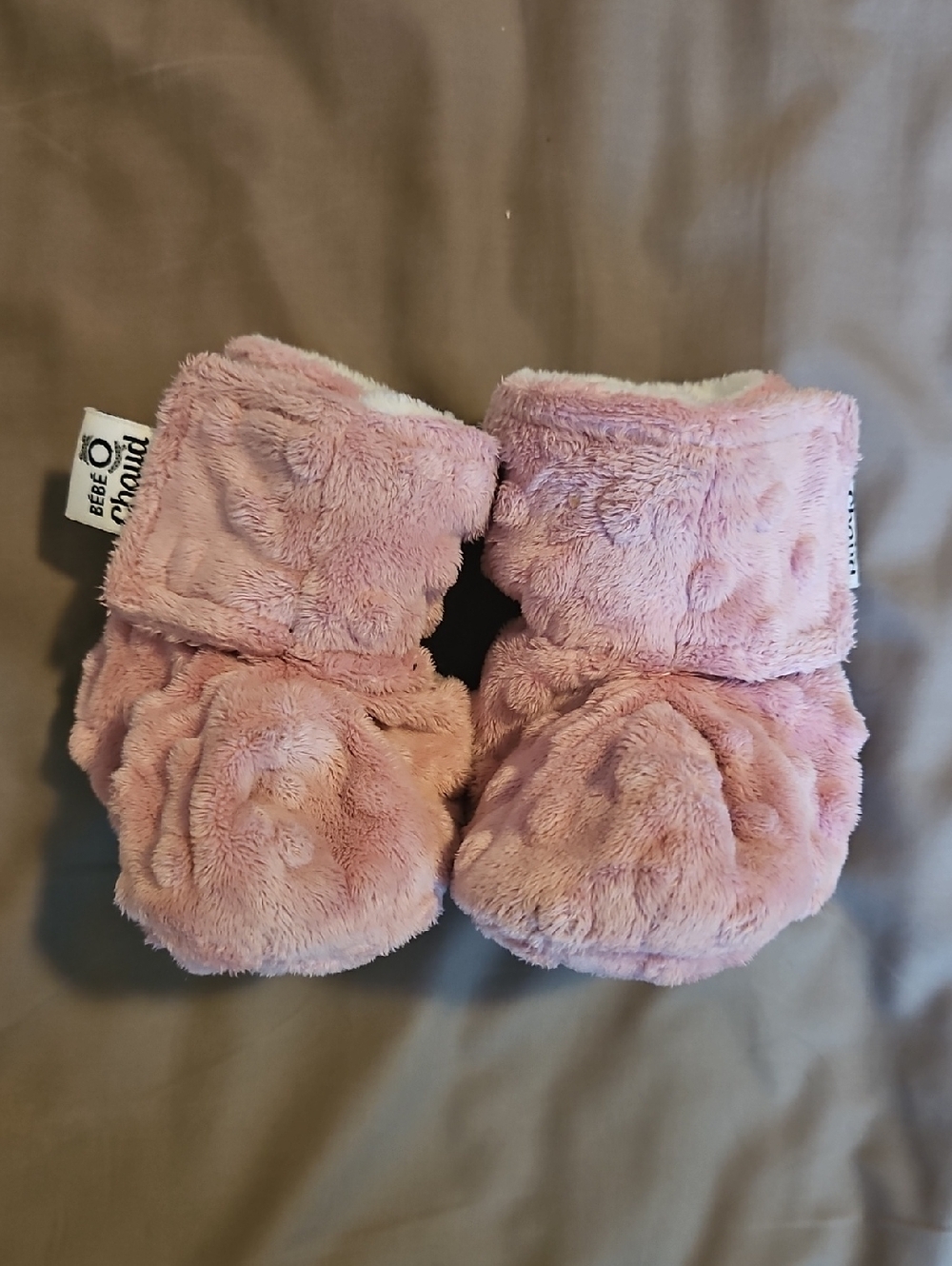 Pink Plush Baby Booties